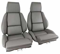 1988 C4 Corvette Mounted Leather Seat Covers Gray Standard No-Perforations