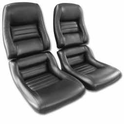 1979-1982 C3 Corvette Driver Leather Seat Covers Black 100%-Leather 2" Bolster