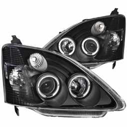 Anzo 121057 Projector Headlight Set w/Halo for 2002-2004 Honda Civic Si (Black)