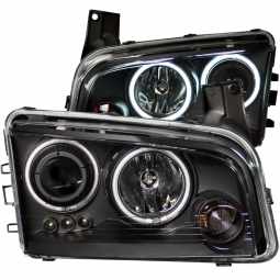 Anzo 121218 Projector Headlight Set w/Halo for 2006-2010 Dodge Charger