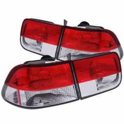 Anzo 221222 Tail Lights for 1996-2000 Honda Civic (Red/Crystal)