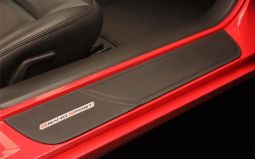 Genuine Leather Door Sill Covers with Logos for C6 Corvette
