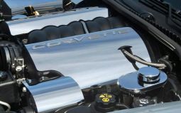 Polished Stainless Fuel Rail Covers with Logo for C6 Corvette LS2 LS3