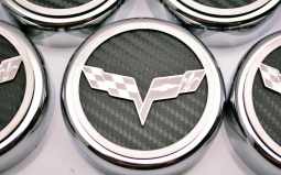 C6 Corvette Executive Series Carbon Fiber Flag Logo Fluid Cap Covers