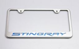 Stainless and Carbon C7 Stingray Logo License Plate Frame