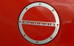 Brushed Stainless Gas Cap Trim with CAMARO Logo