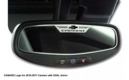 Brushed Stainless Rear View Logo Mirror Trim for 2010-2014 Camaro