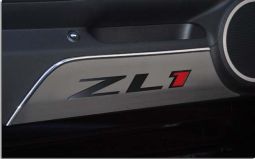 Brushed Stainless Door Panel Kick Plates with ZL1 Logo for Camaro ZL1