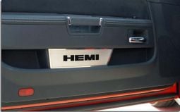 Brushed Stainless HEMI Logo Door Badge Plates with Carbon Fiber Inlay