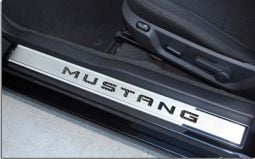 Brushed Stainless Door Sills with Carbon Fiber MUSTANG Inlay Logo