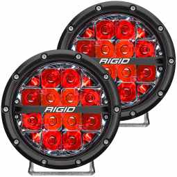 Rigid 36203 360-Series 6 Inch Led Off-Road Spot Beam Red Backlight Pair